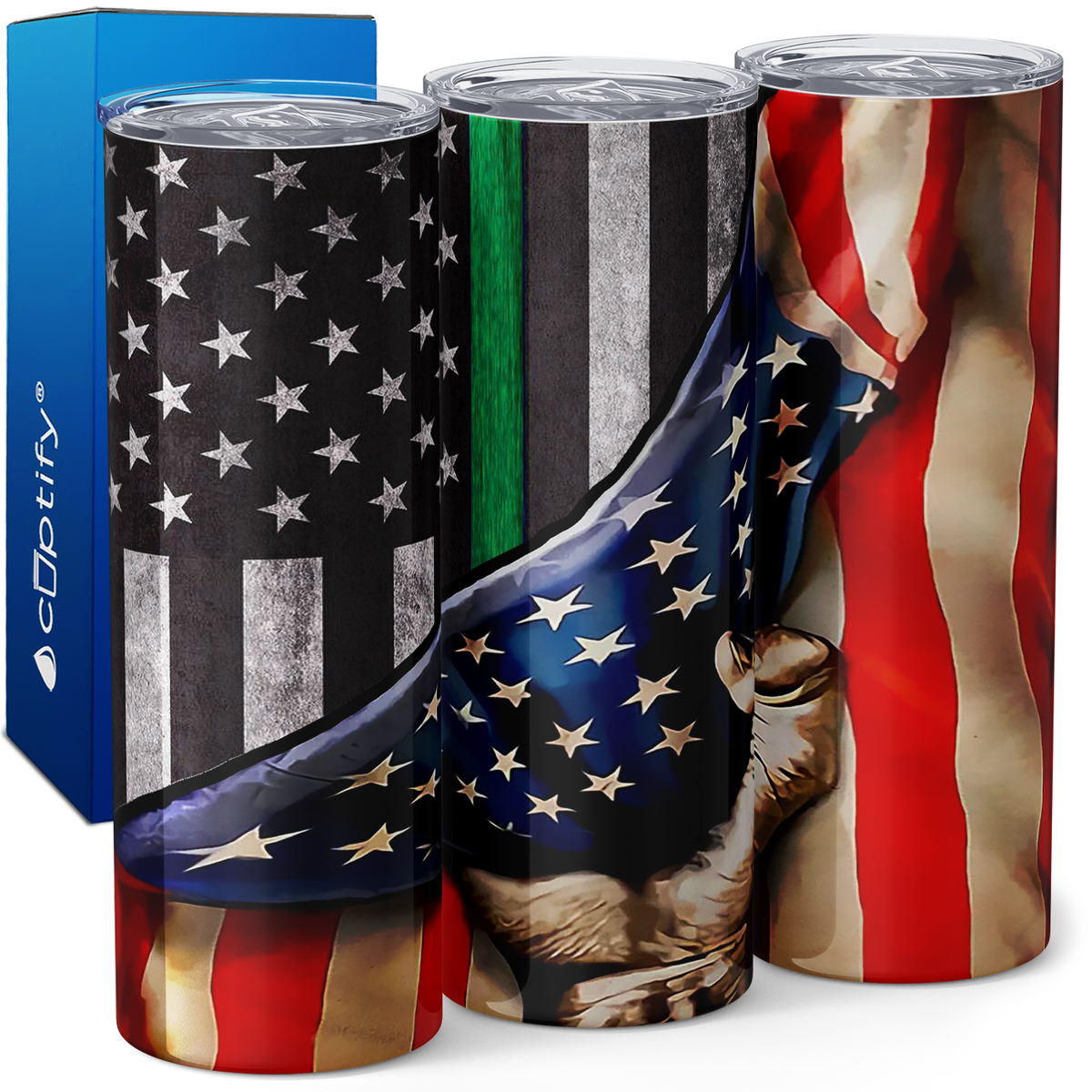 Border Patrol American Flag 20oz Skinny Tumbler