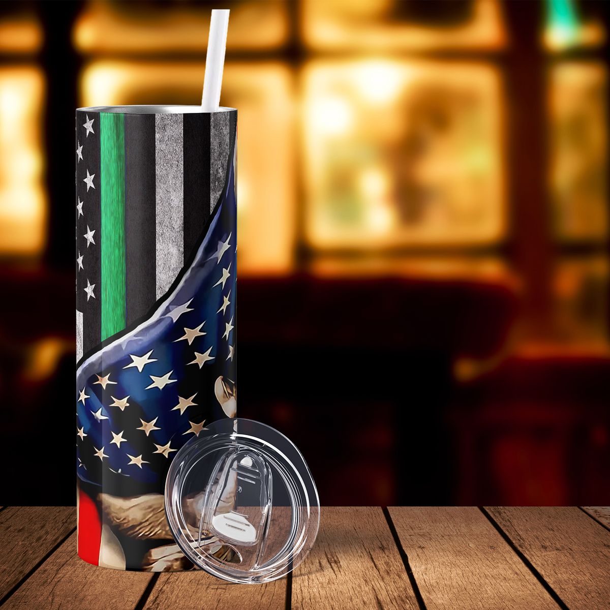 Border Patrol American Flag 20oz Skinny Tumbler