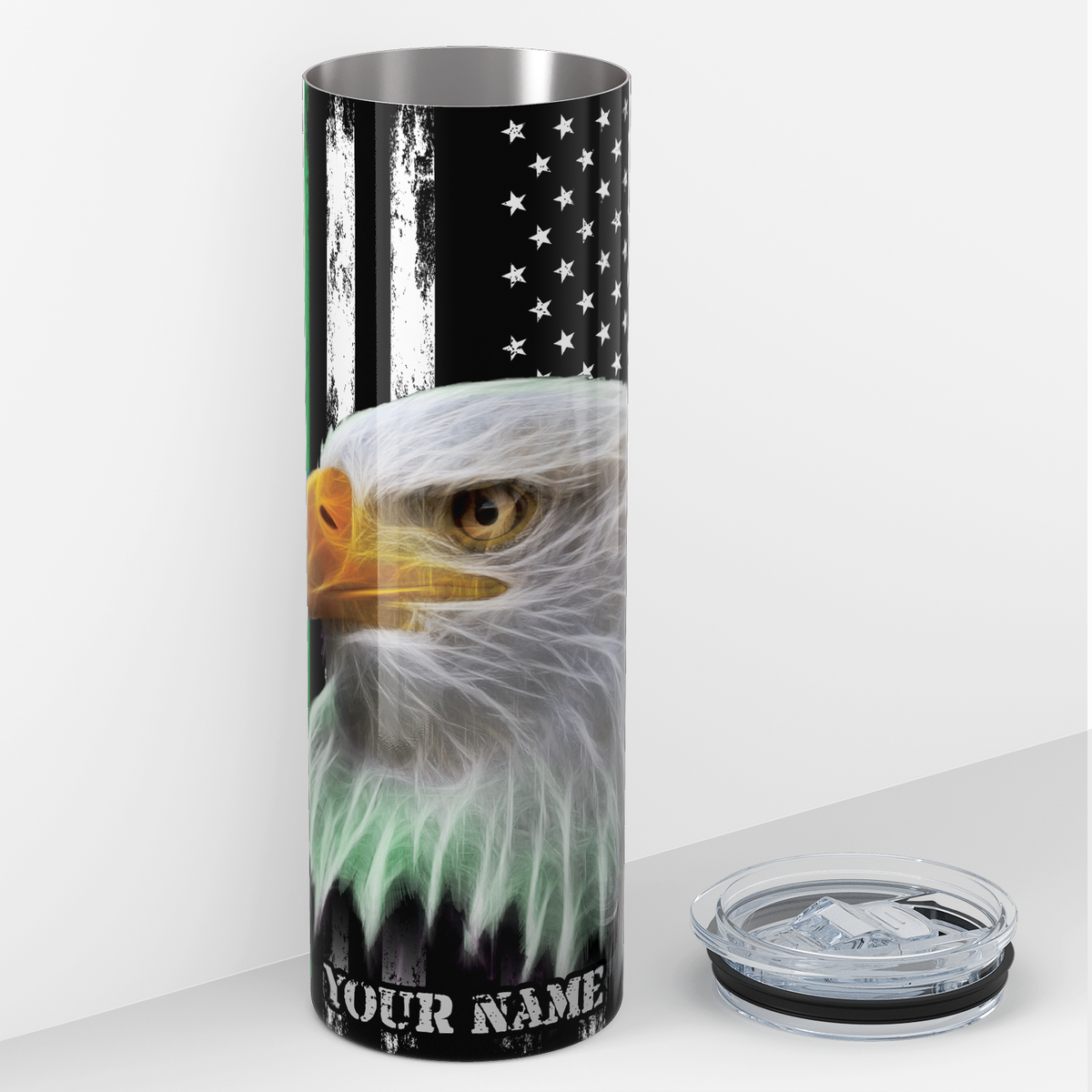 Personalized Border Patrol Flag with Eagle 20oz Skinny Tumbler