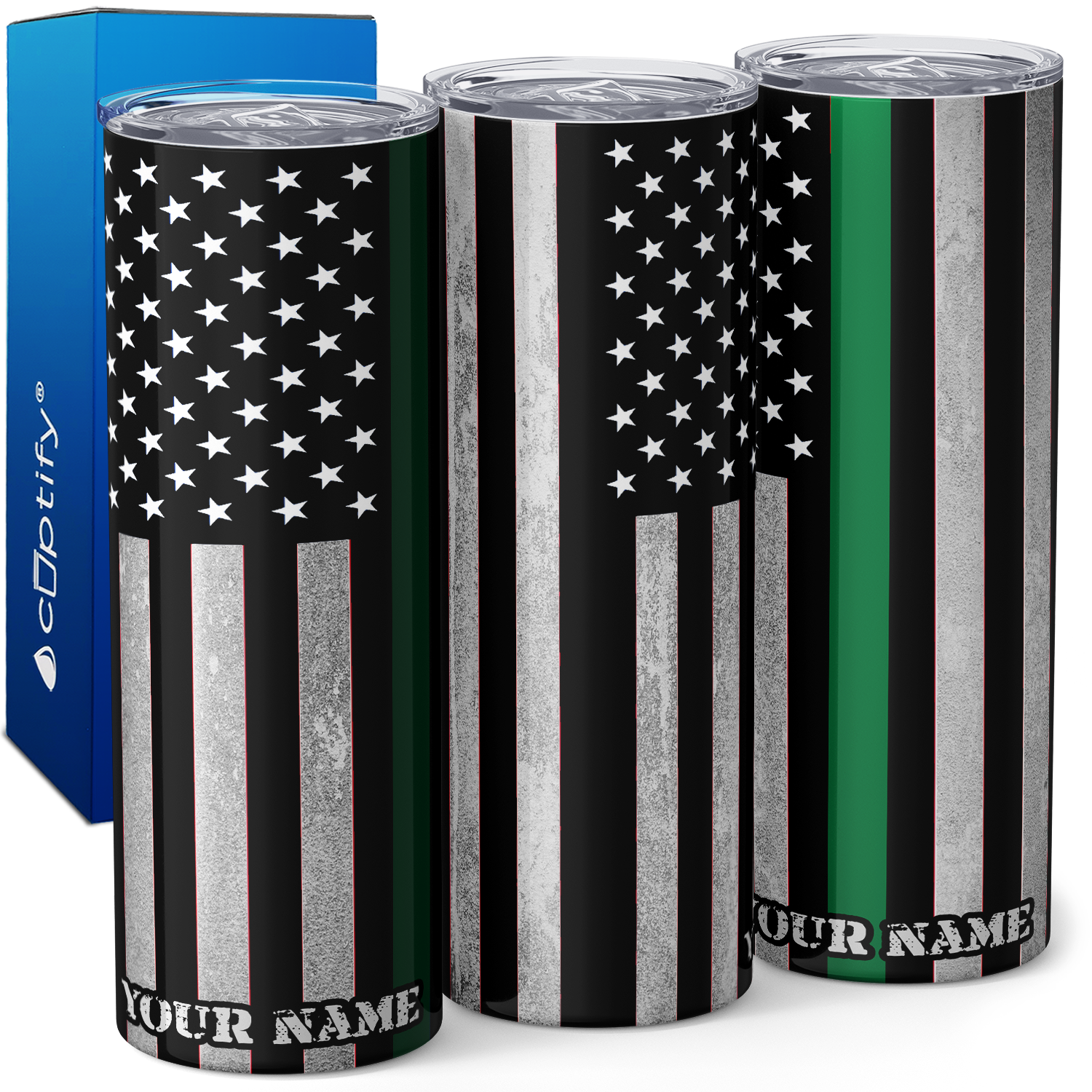 Personalized Border Patrol Flag 20oz Skinny Tumbler