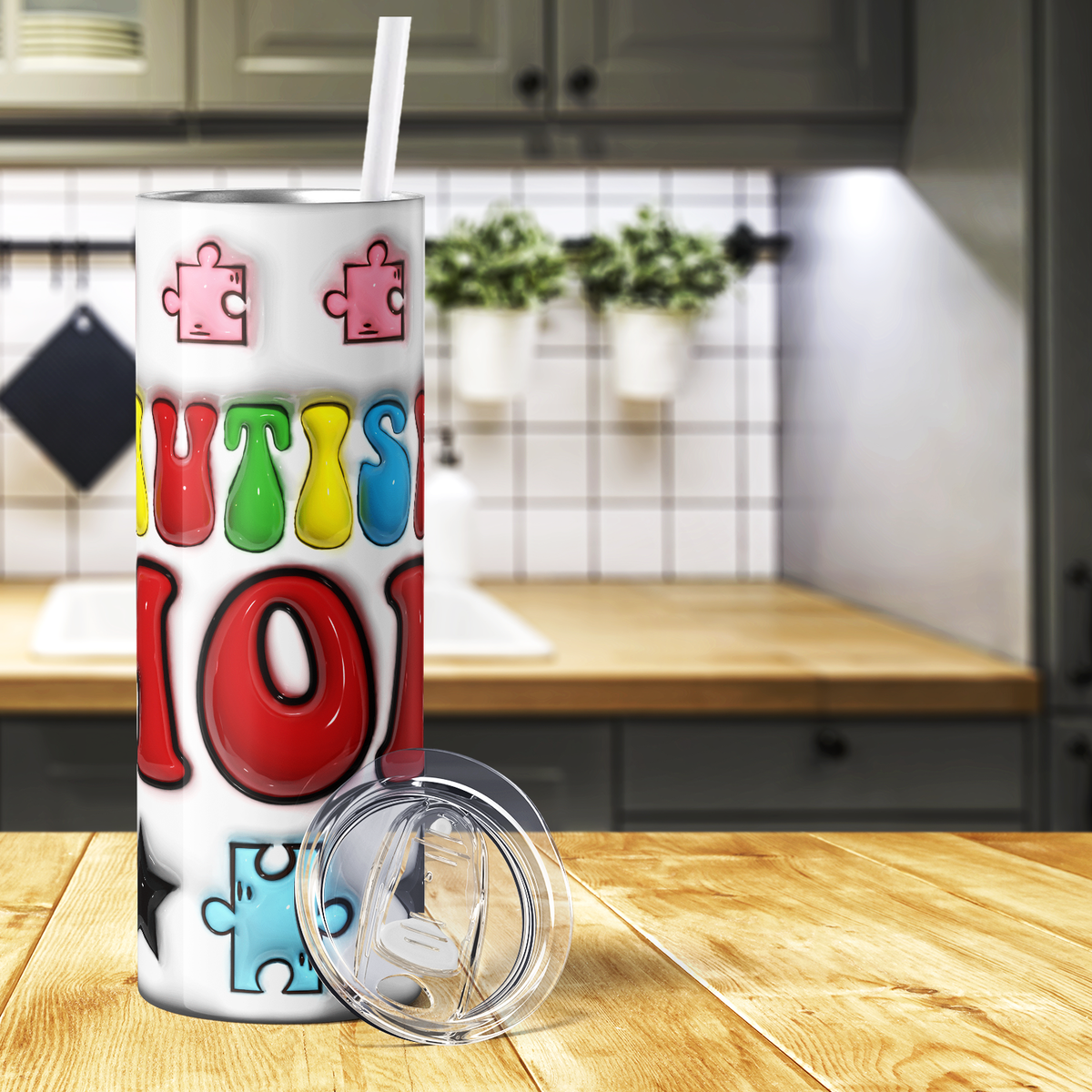 Autism Mom Inflated 20oz Skinny Tumbler