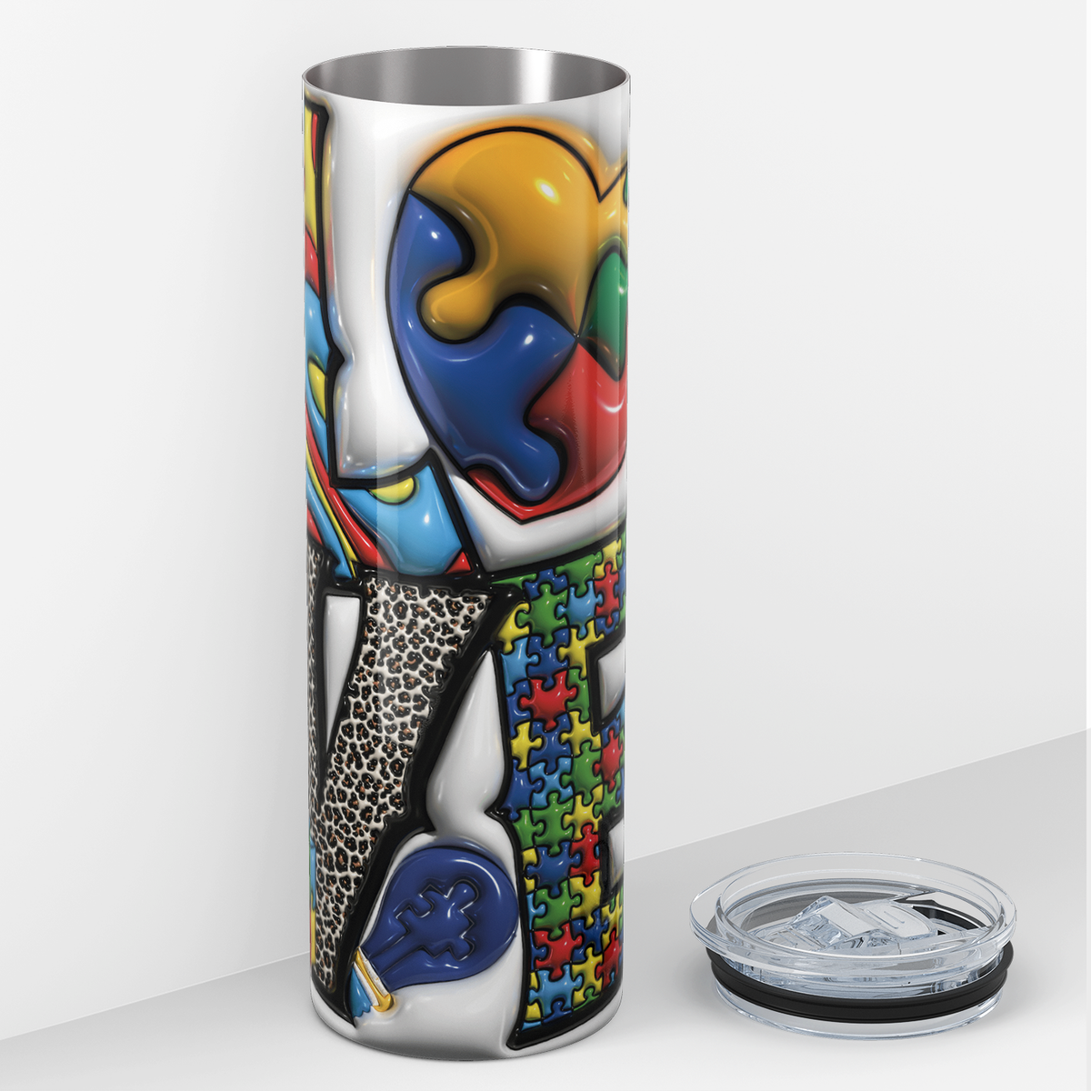 Love Autism Awareness 20oz Skinny Tumbler