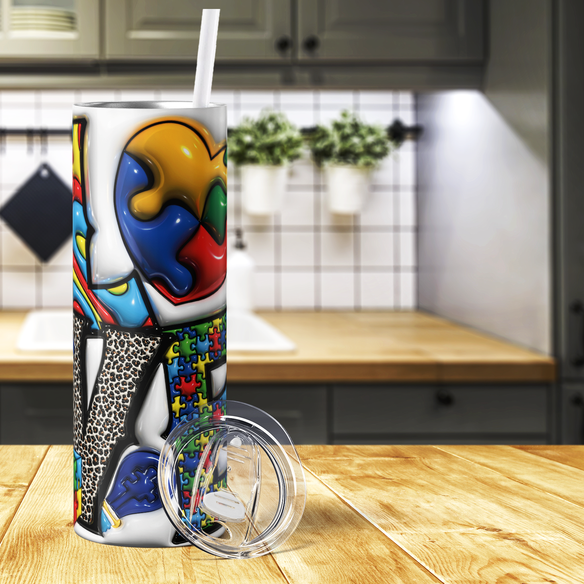 Love Autism Awareness 20oz Skinny Tumbler