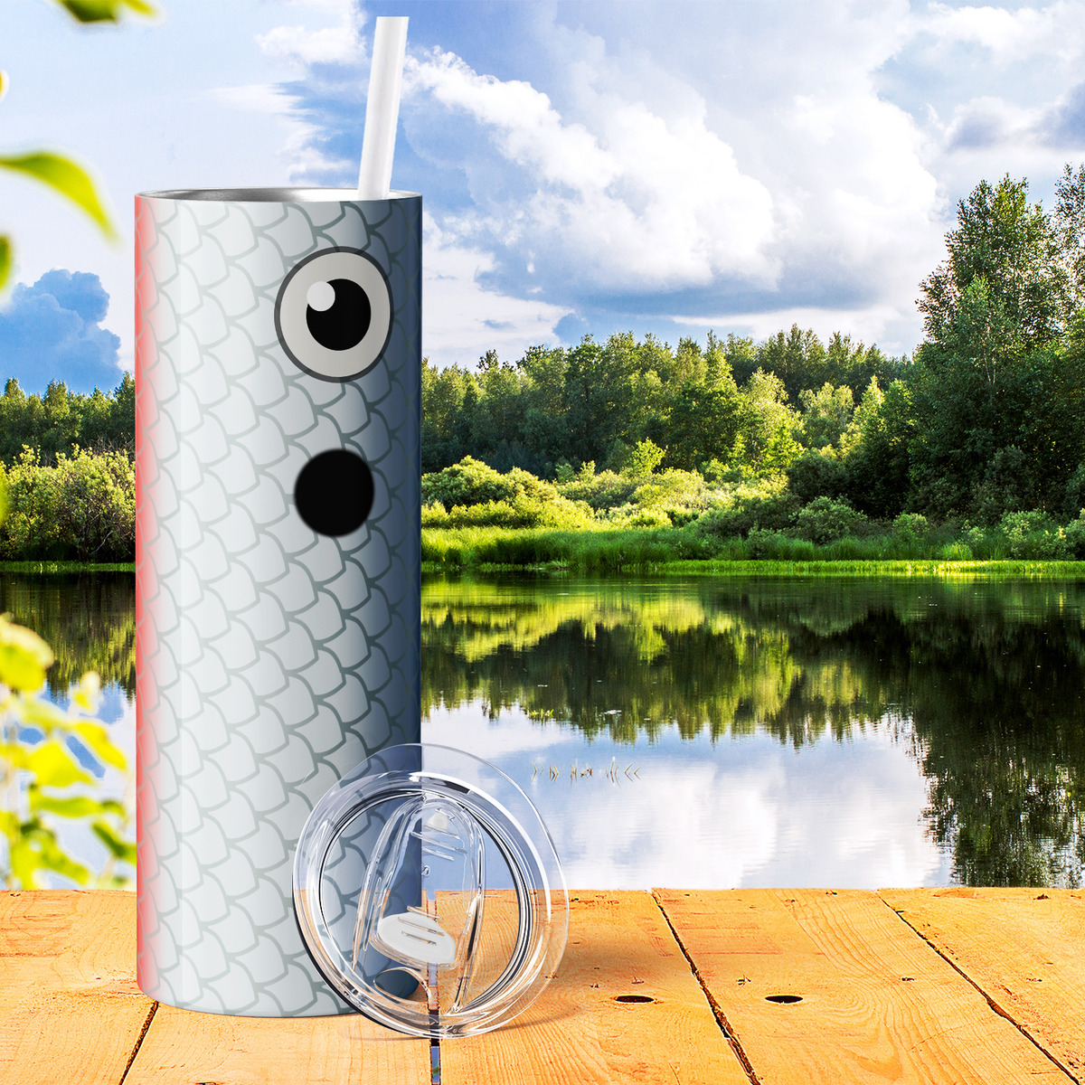 Blue Red Middle Fishing Lure 20oz Skinny Tumbler