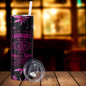 Stoner Facts Black Pink Funny Weed 20oz Skinny Tumbler