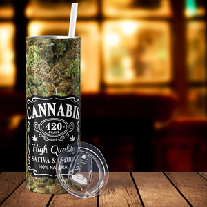 Cannabis Sativa and Indica Nutrition Facts Funny Weed 20oz Skinny Tumbler