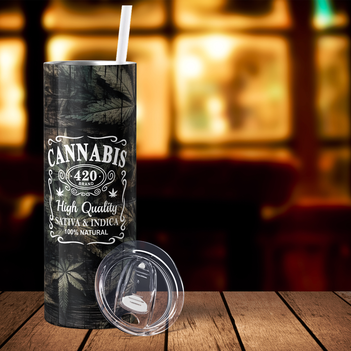 Nutrition Facts Cannabis Funny Weed 20oz Skinny Tumbler