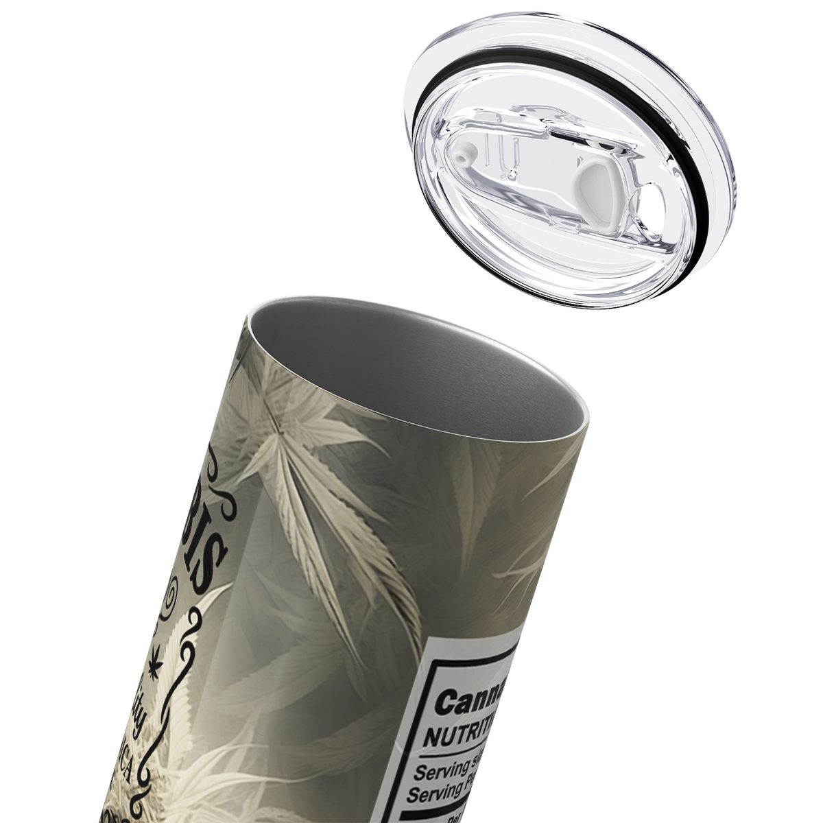 Nutrition Facts Cannabis Sativa and Indica Funny Weed 20oz Skinny Tumbler