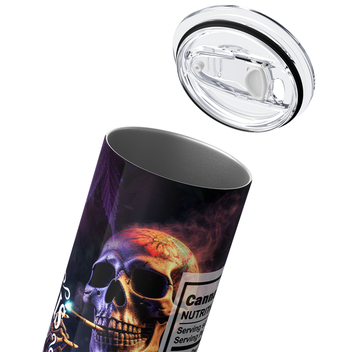 Nutrition Facts Cannabis Skeleton Funny Weed 20oz Skinny Tumbler