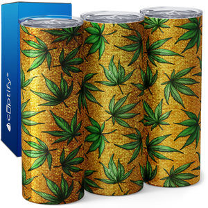 Cannabis Pattern on Yellow 20oz Skinny Tumbler