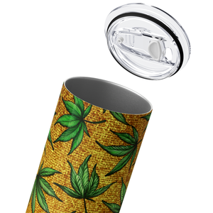 Cannabis Pattern on Yellow 20oz Skinny Tumbler