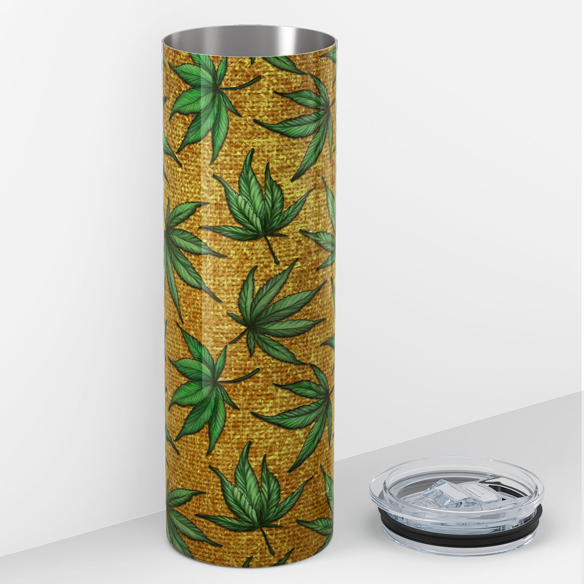 Cannabis Pattern on Yellow 20oz Skinny Tumbler