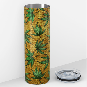 Cannabis Pattern on Yellow 20oz Skinny Tumbler