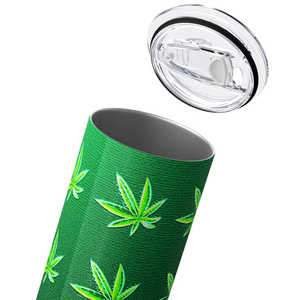 Cannabis Pattern on Green 20oz Skinny Tumbler