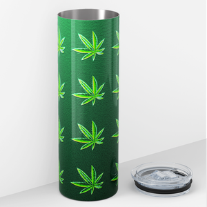 Cannabis Pattern on Green 20oz Skinny Tumbler