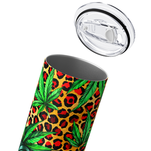 Cannabis with Leopard Pattern 20oz Skinny Tumbler