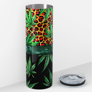 Cannabis with Leopard Pattern 20oz Skinny Tumbler