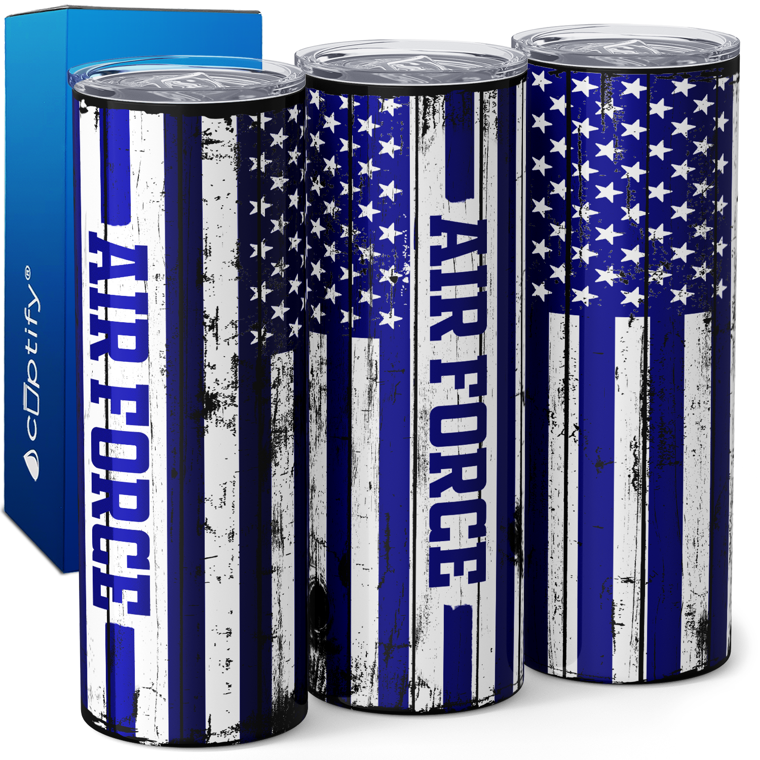 Air Force American Flag 20oz Skinny Tumbler