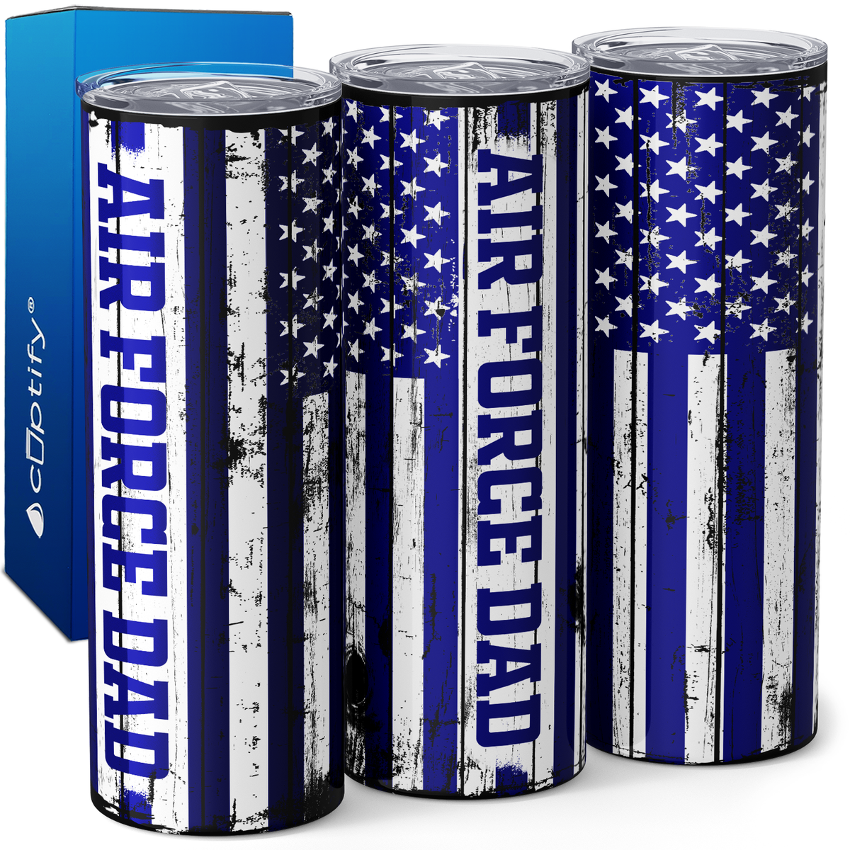 Air Force Dad American Flag 20oz Skinny Tumbler