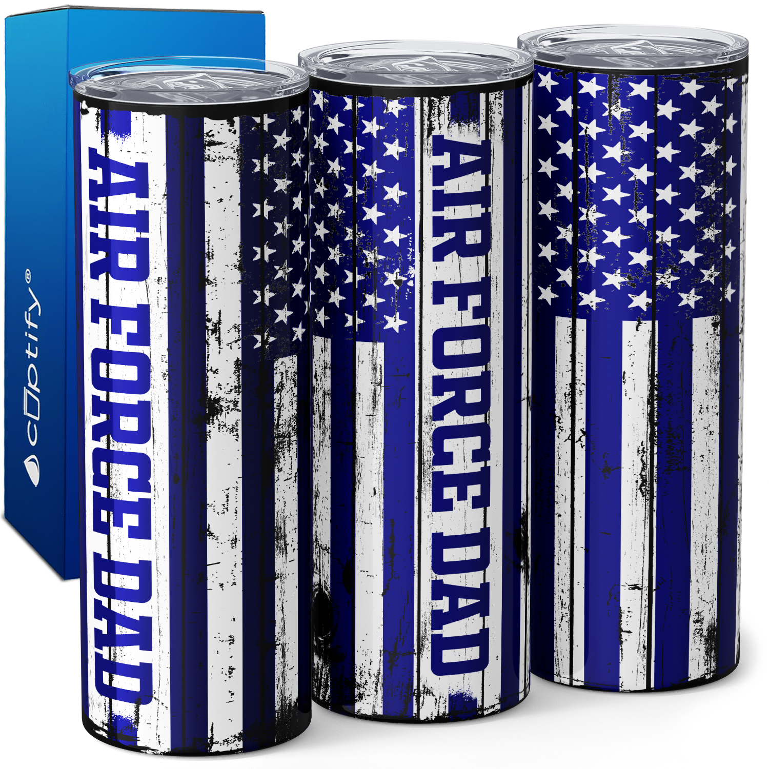 Air Force Dad American Flag 20oz Skinny Tumbler