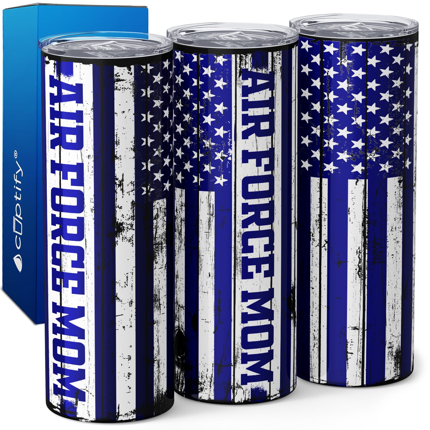 Air Force Mom American Flag 20oz Skinny Tumbler