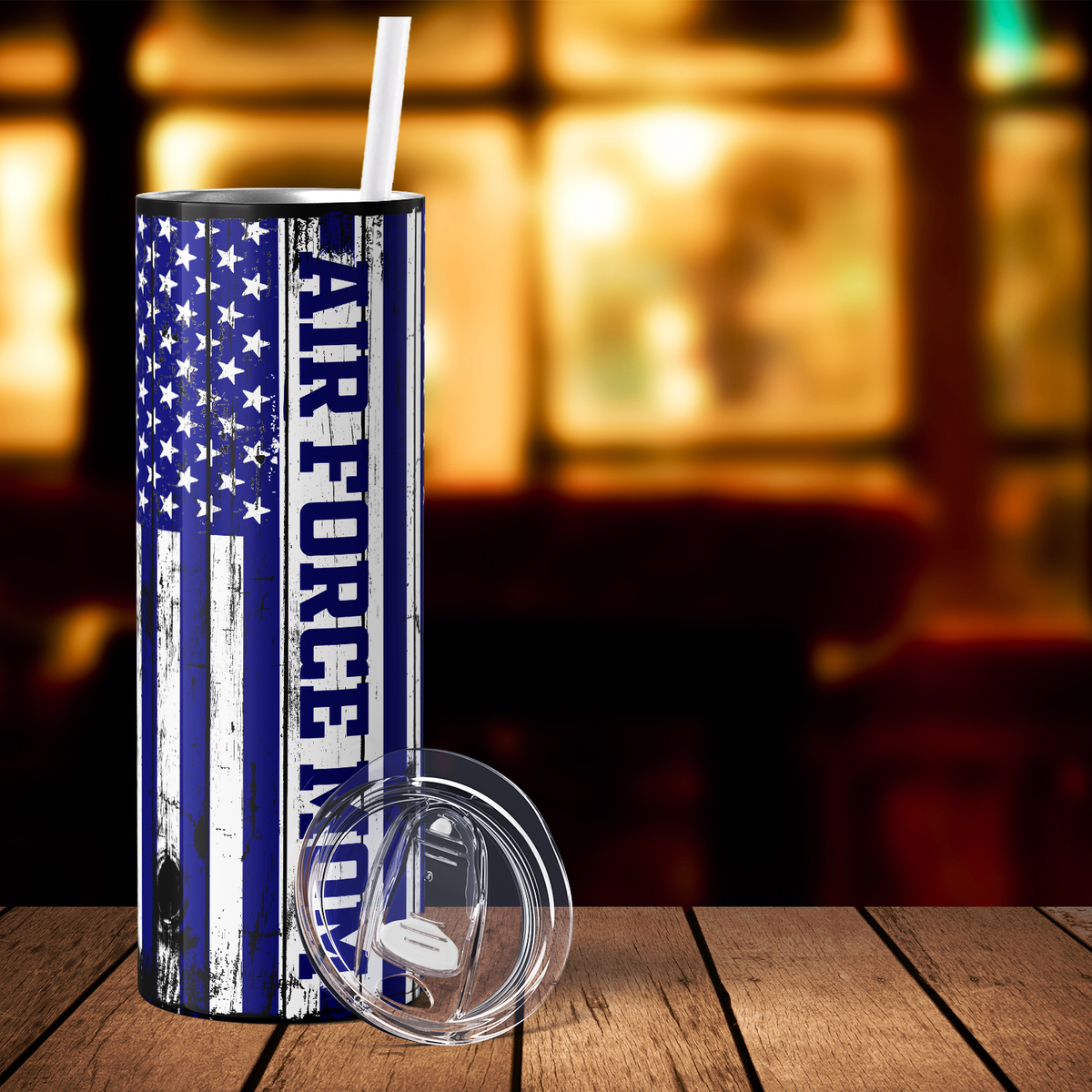Air Force Mom American Flag 20oz Skinny Tumbler