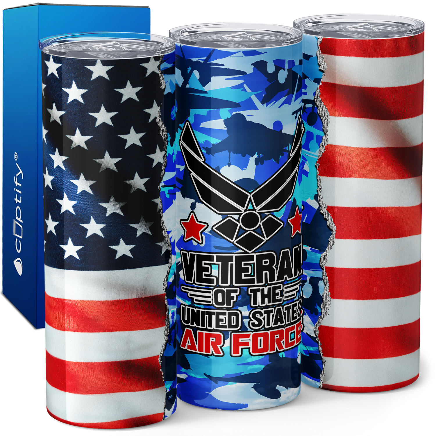 Veteran of the United States Air Force Flag 20oz Skinny Tumbler