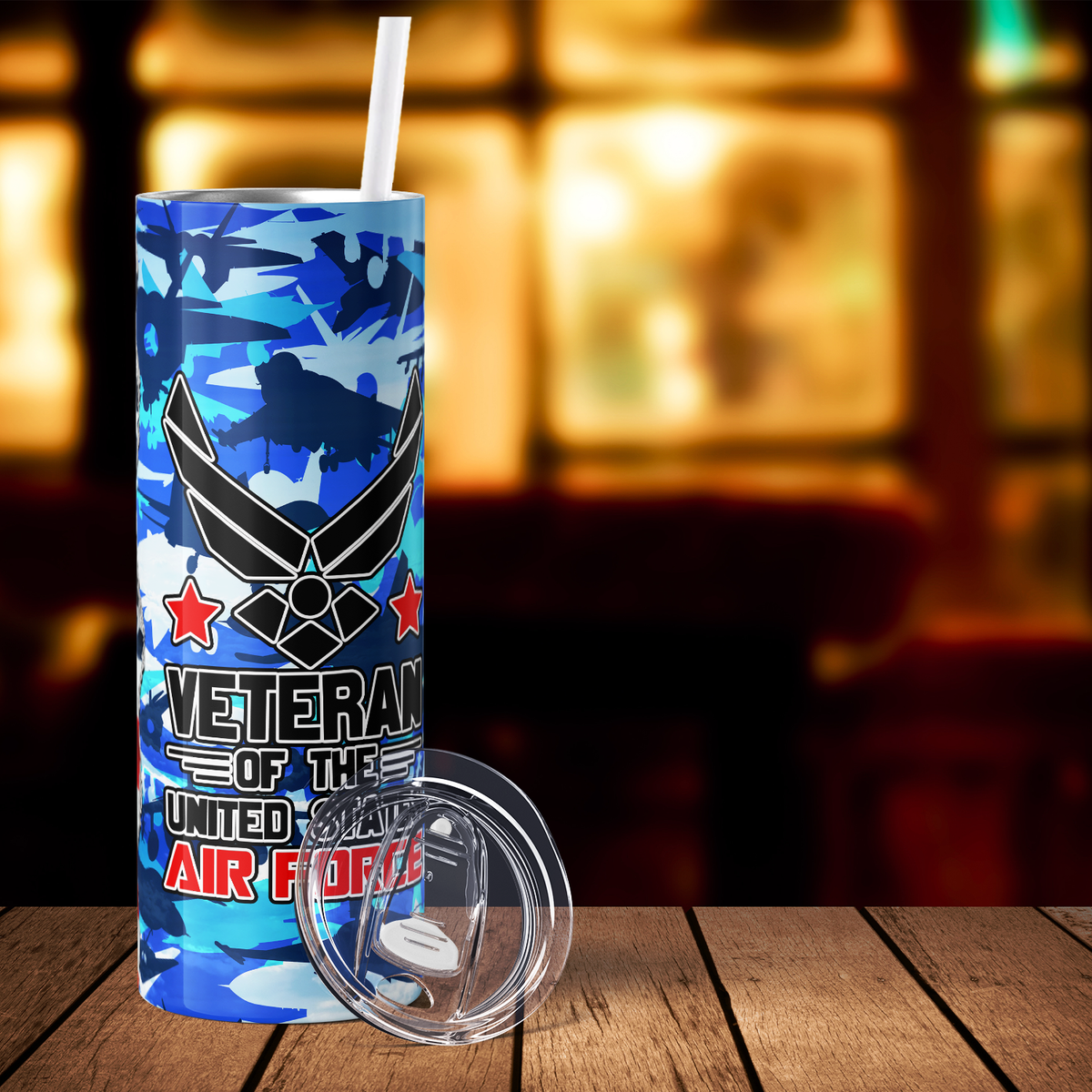 Veteran of the United States Air Force Flag 20oz Skinny Tumbler