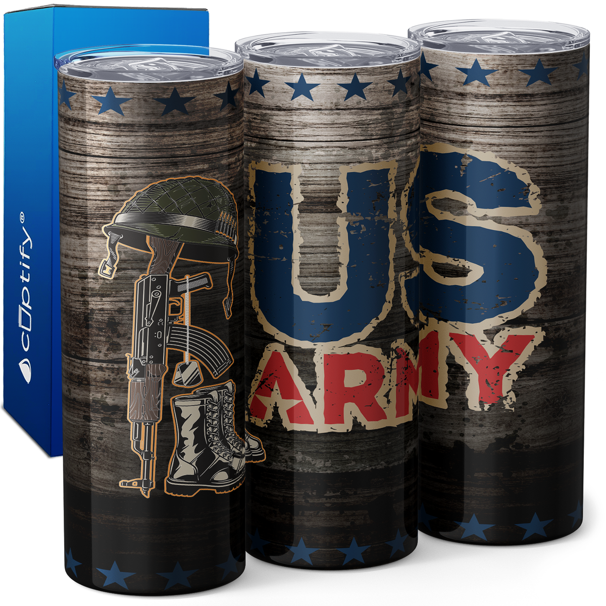 US Army Distressed 20oz Skinny Tumbler