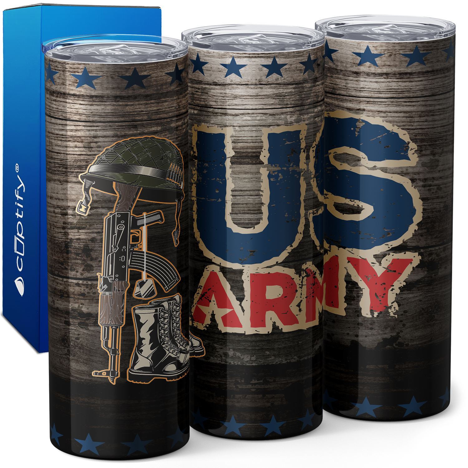 US Army Distressed 20oz Skinny Tumbler