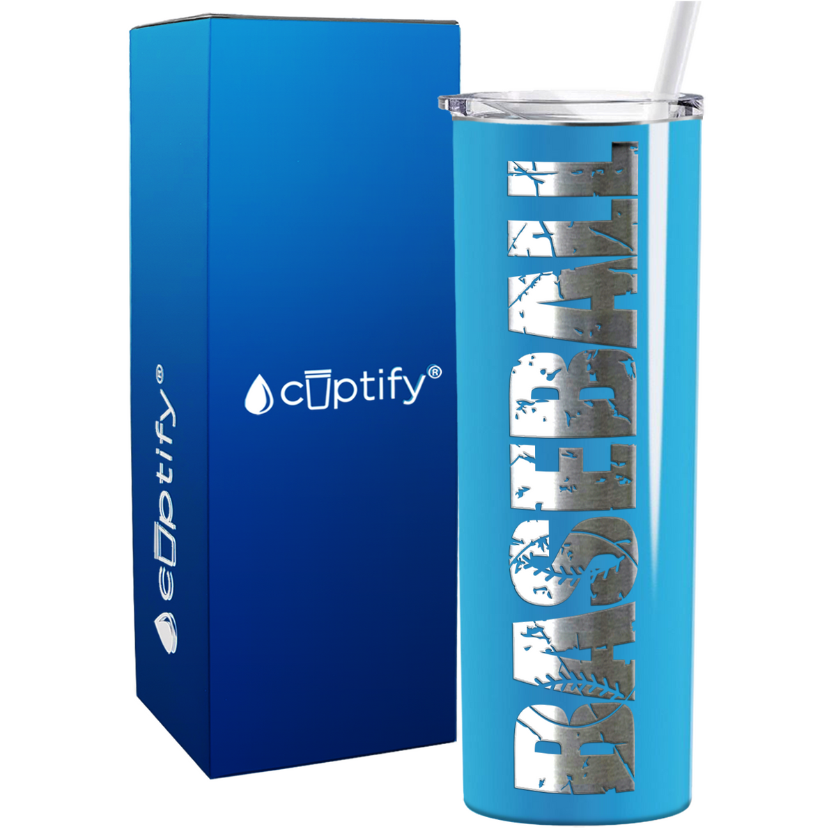 Baseball on 20oz Skinny Stainless Steel Tumbler