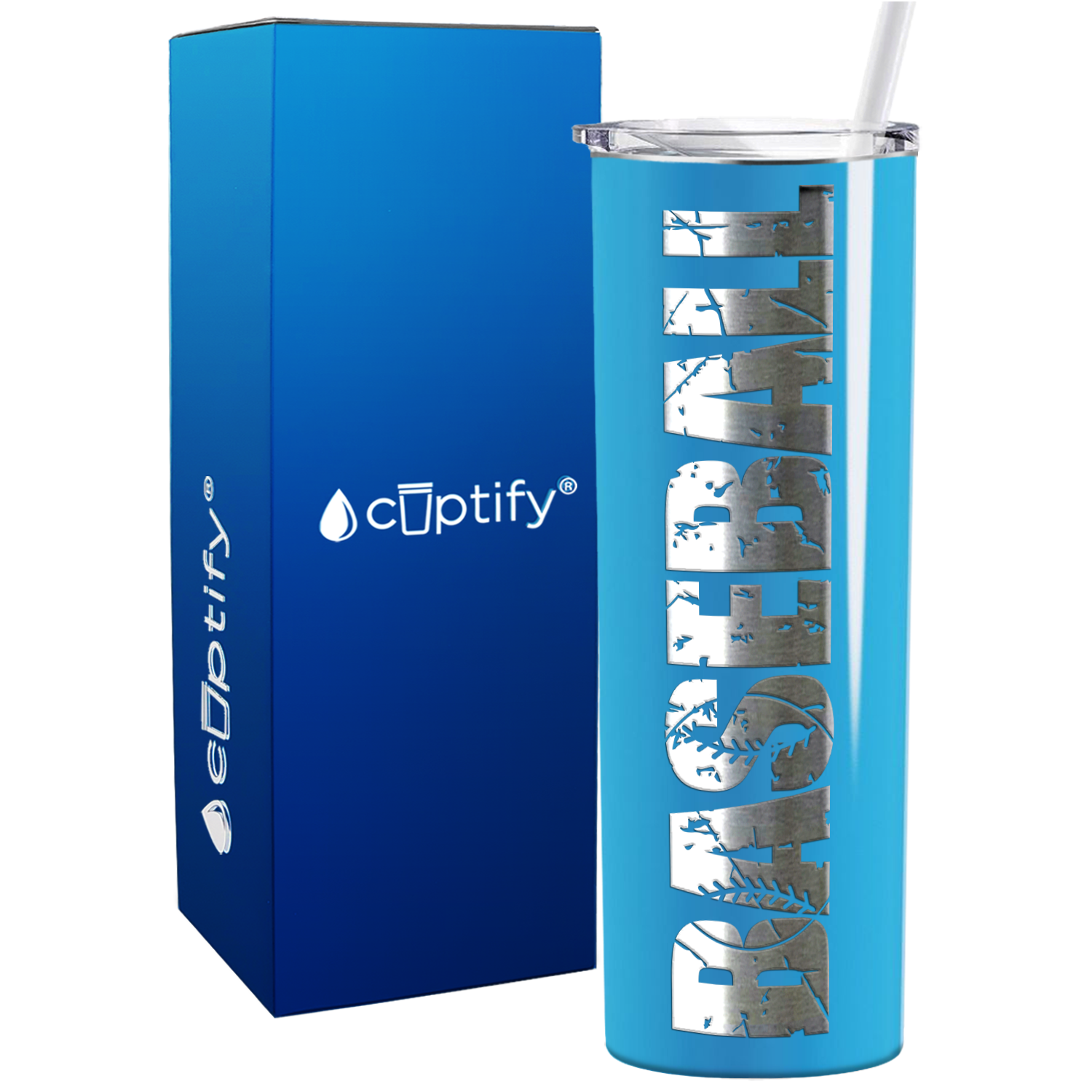 Baseball on 20oz Skinny Stainless Steel Tumbler