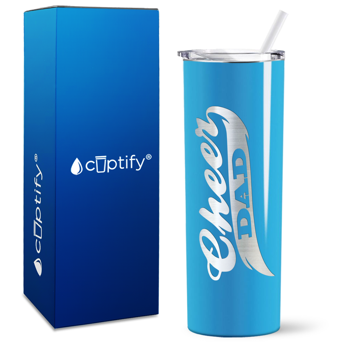 Cheer Dad on 20oz Skinny Tumbler