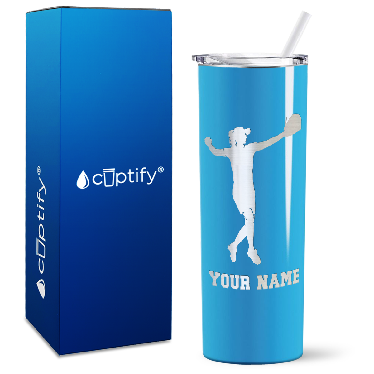 Personalized Softball Player on 20oz Skinny Tumbler