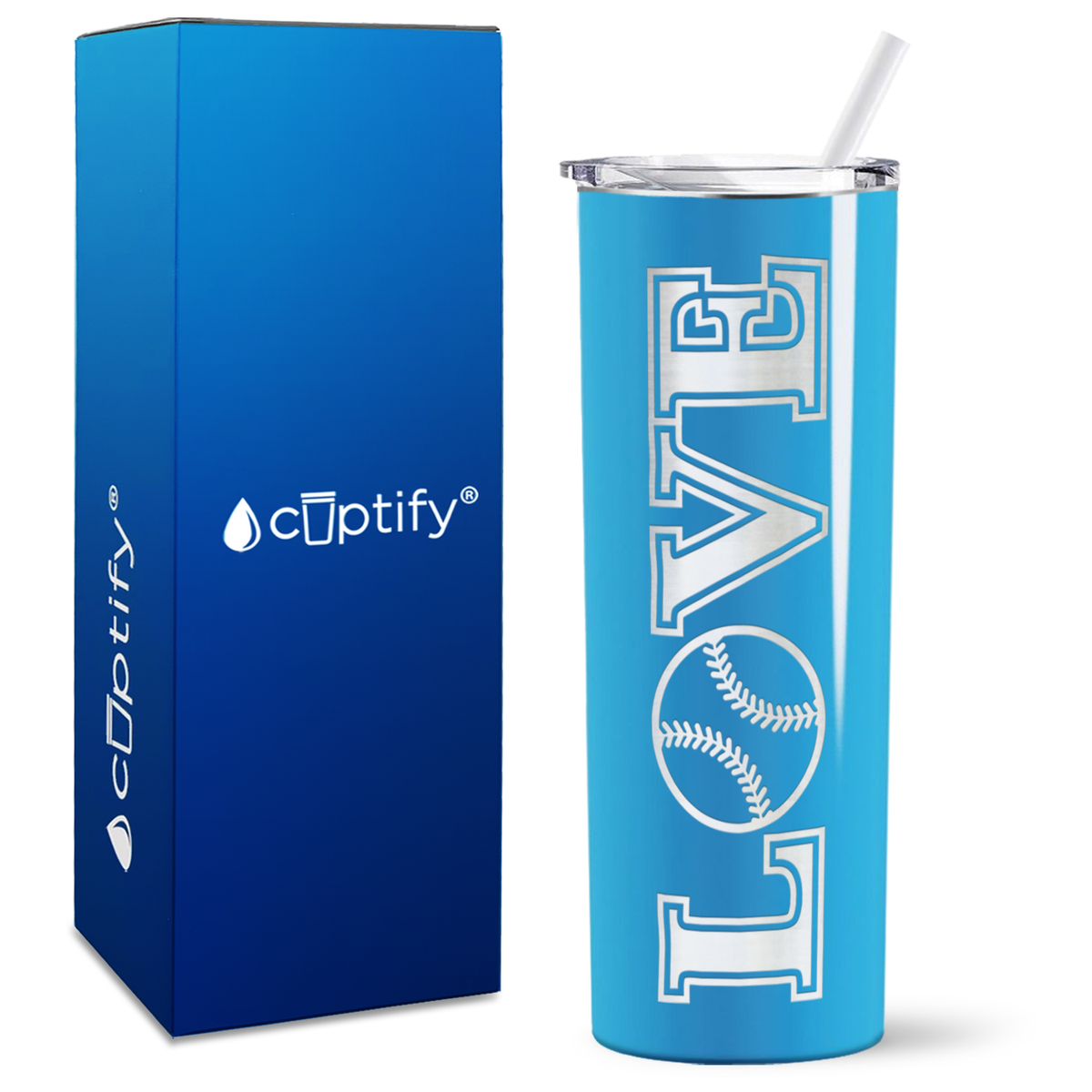 LOVE Softball on 20oz Skinny Tumbler