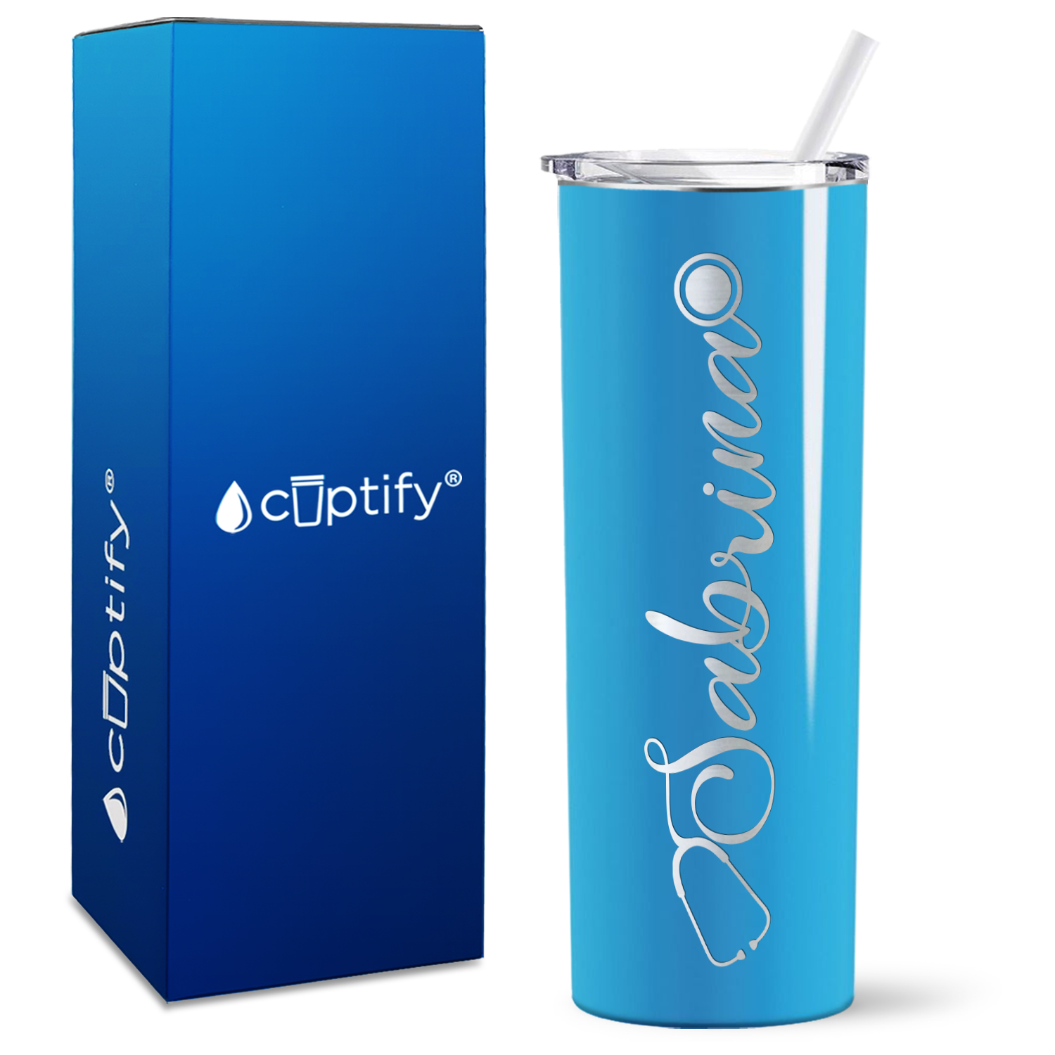 Personalized Curled Nurse Stethoscope on Skinny Tumbler