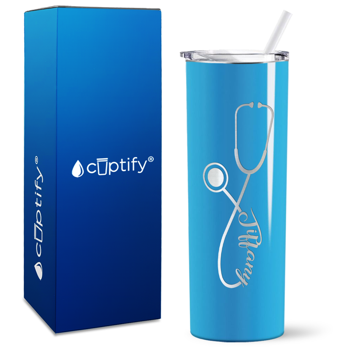 Personalized Stethoscope on 20oz Skinny Tumbler