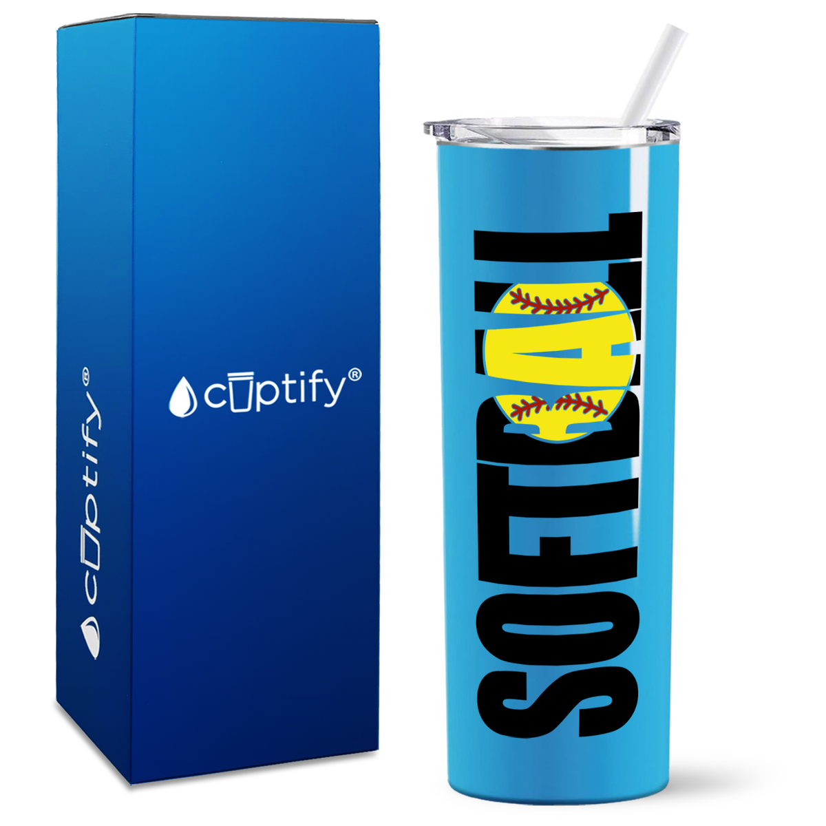 Softball Yellow on 20oz Skinny Tumbler