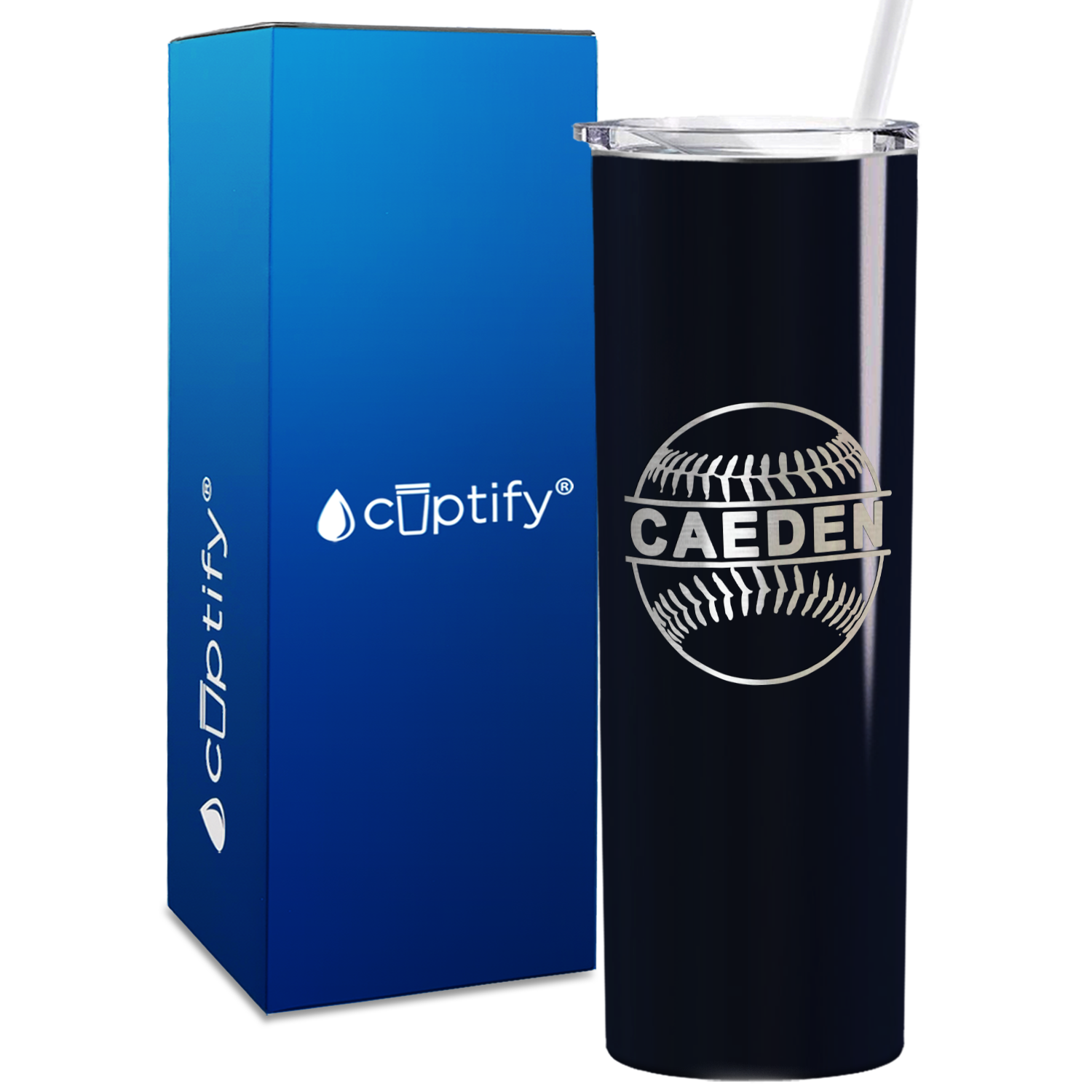 Blue Baseball Personalized Design 20oz Skinny Tumbler