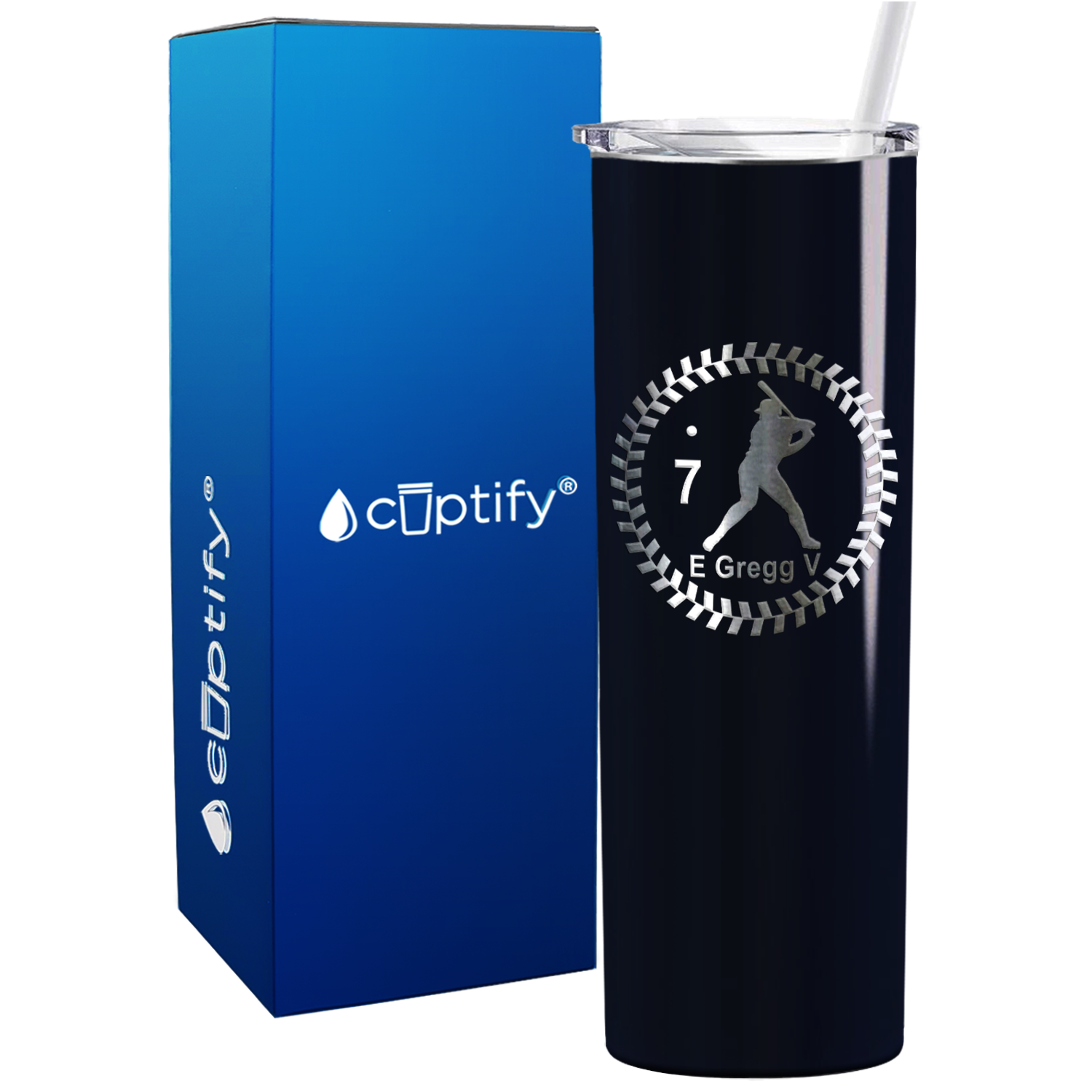 Baseball Player Personalized 20oz Skinny Tumbler