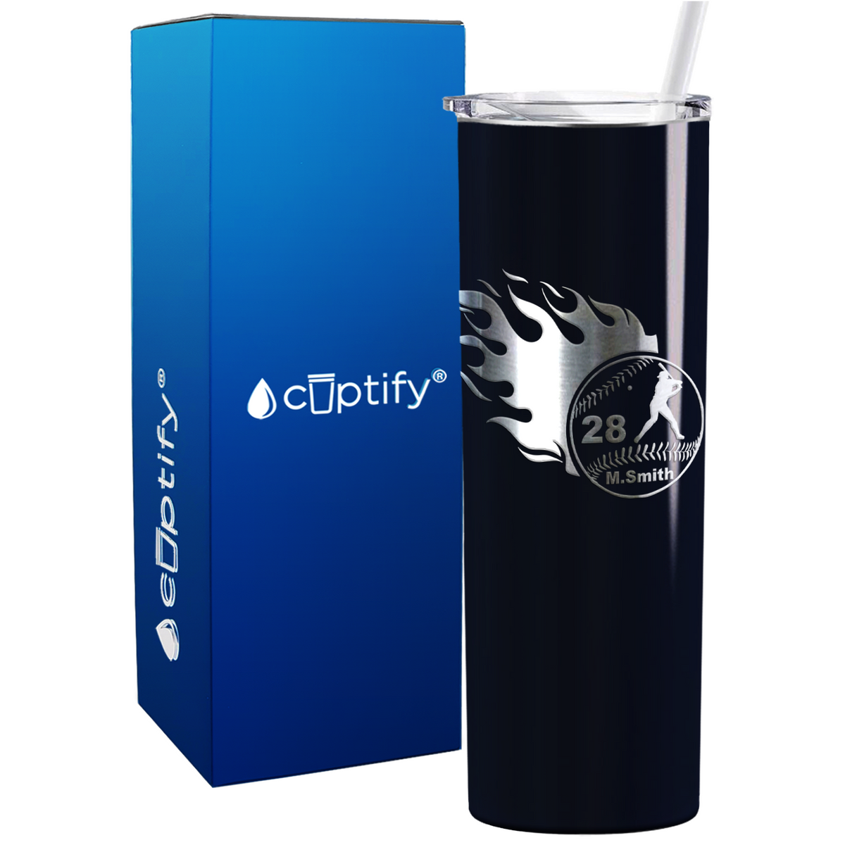 Baseball Personalized 20oz Skinny Tumbler