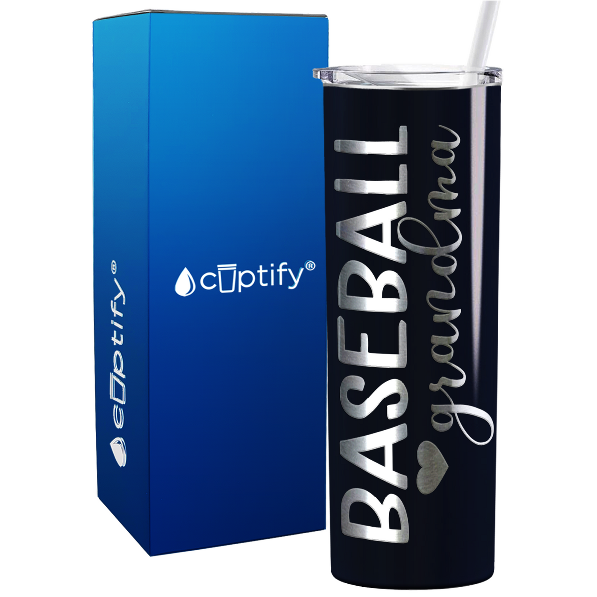 Baseball Grandma on 20oz Skinny Stainless Steel Tumbler