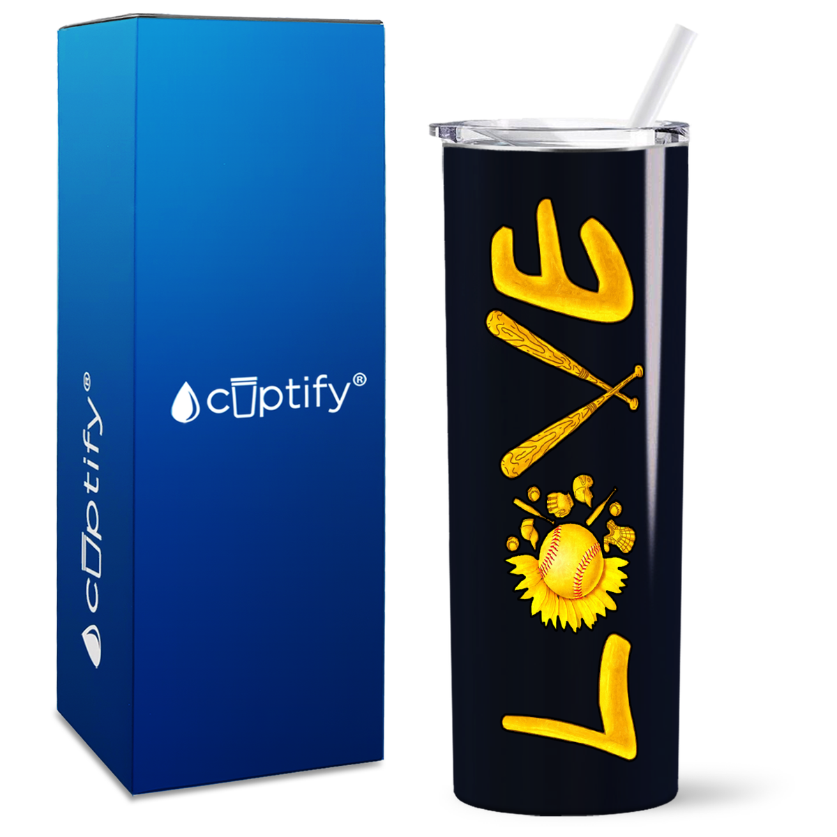 Softball Love on 20oz Skinny Tumbler