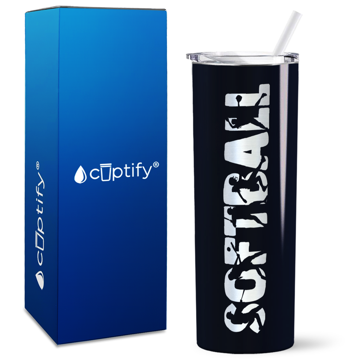 Softball Players on 20oz Skinny Tumbler
