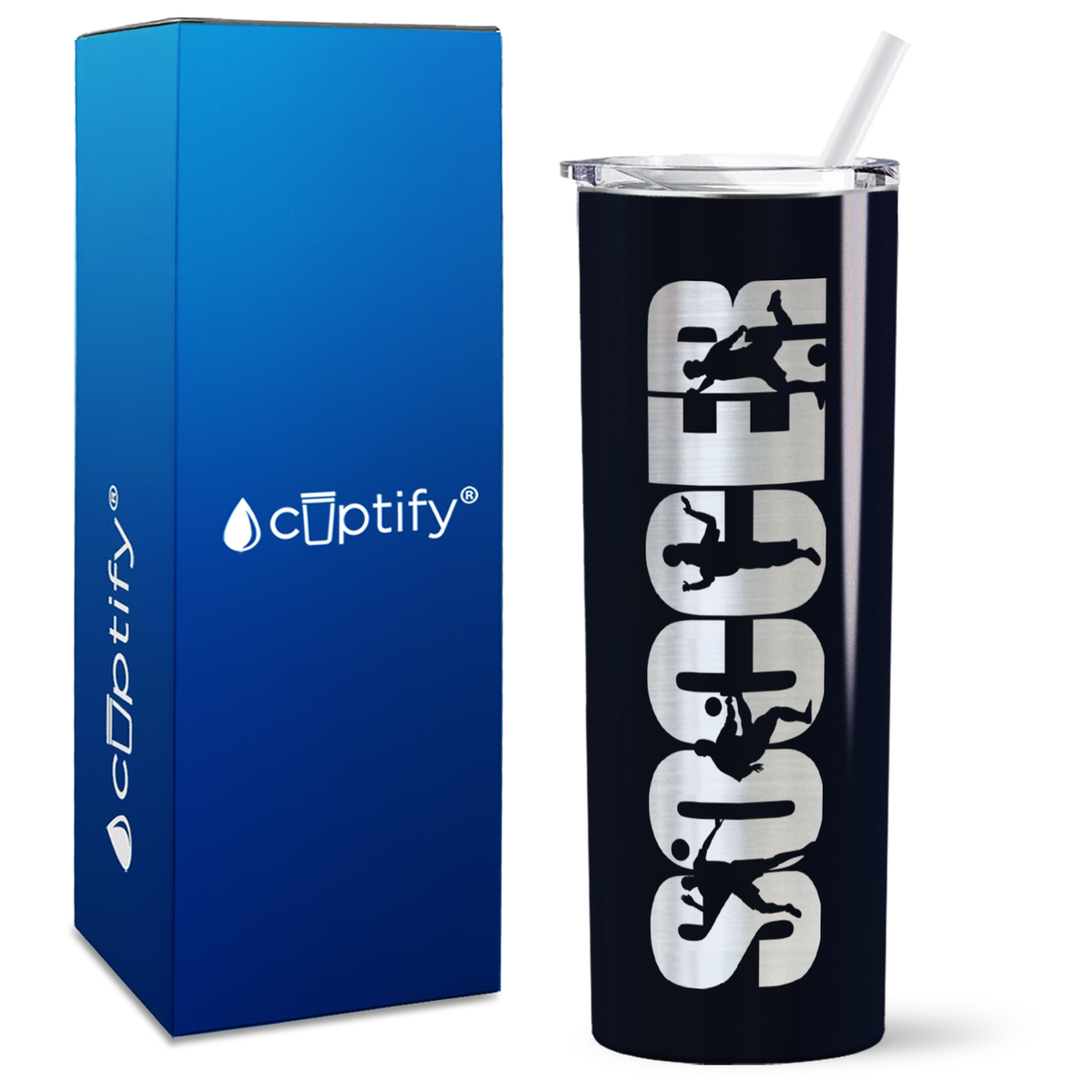 Soccer Players on 20oz Skinny Tumbler