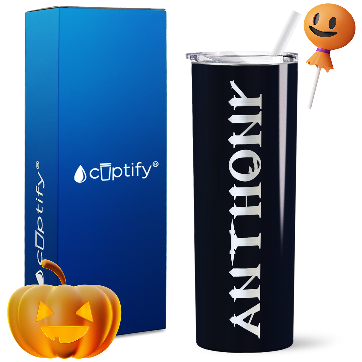Personalized Creepy Style on 20oz 20oz Skinny - Halloween Tumbler