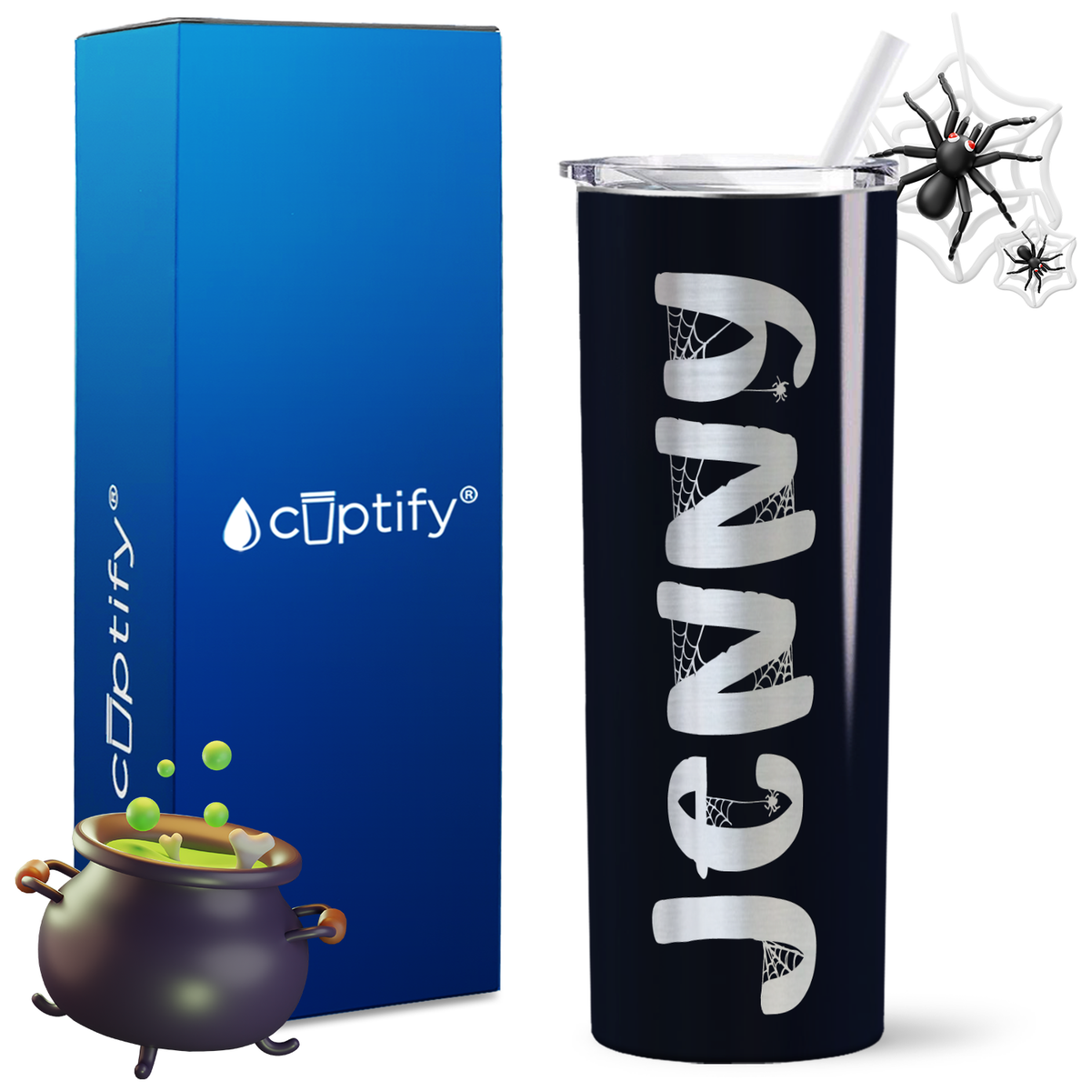 Personalized Spooky Style on 20oz 20oz Skinny - Halloween Tumbler