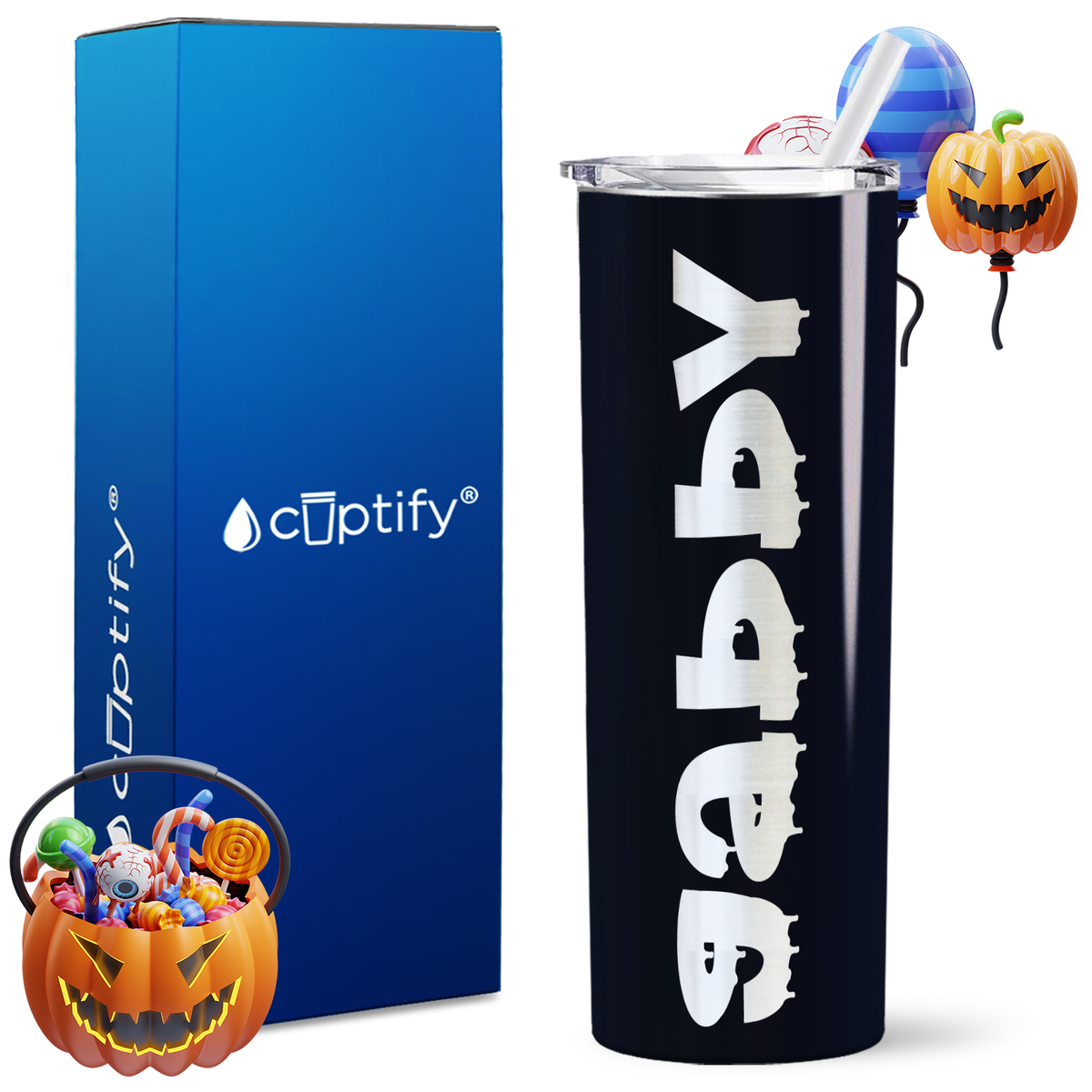 Personalized Haunted Style on 20oz 20oz Skinny - Halloween Tumbler