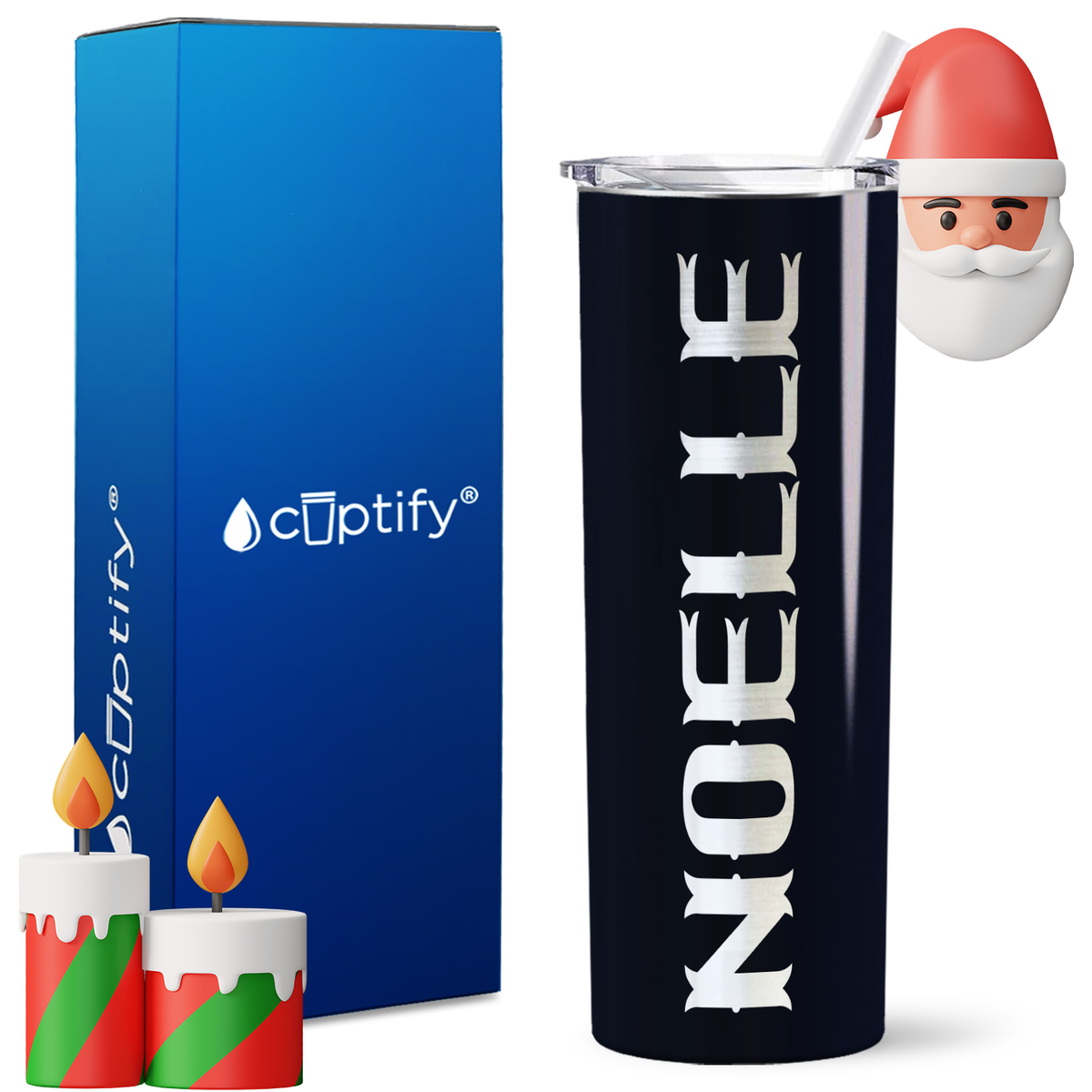Personalized Claus Style on 20oz Skinny Christmas Tumbler