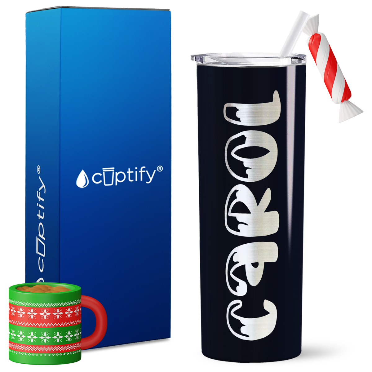 Personalized Frosty Style on 20oz Skinny Christmas Tumbler